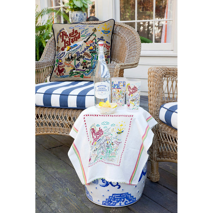 Rhode Island Hand-Embroidered Pillow