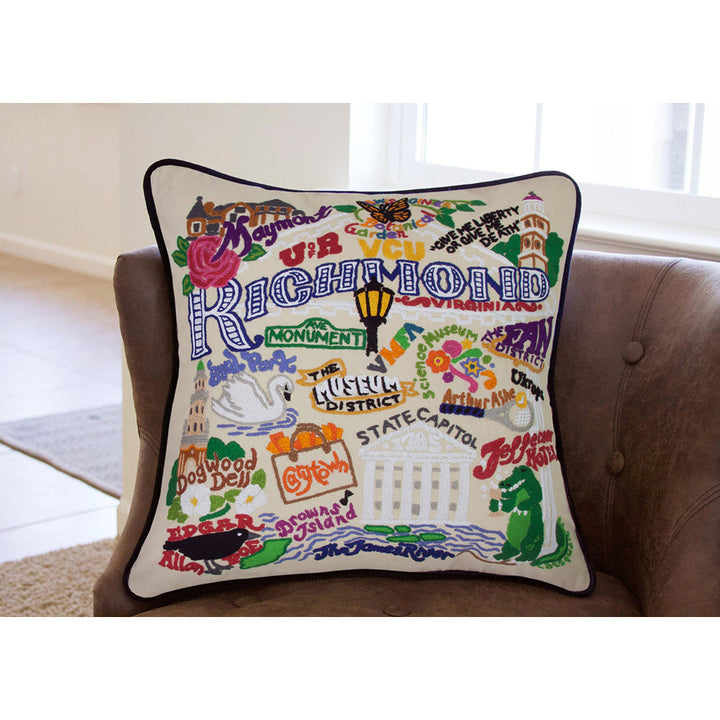 Richmond Virginia Hand-Embroidered Pillow