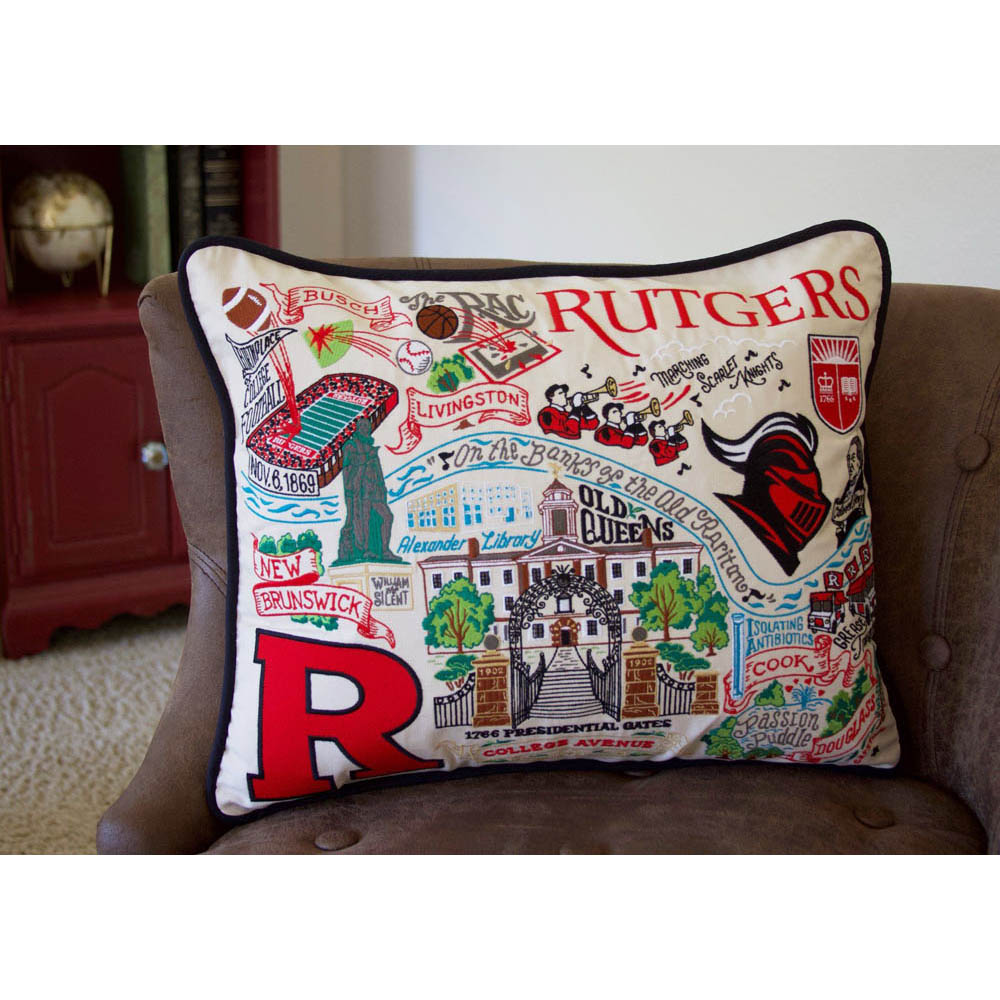 Rutgers University Collegiate Embroidered Pillow by CatStudio