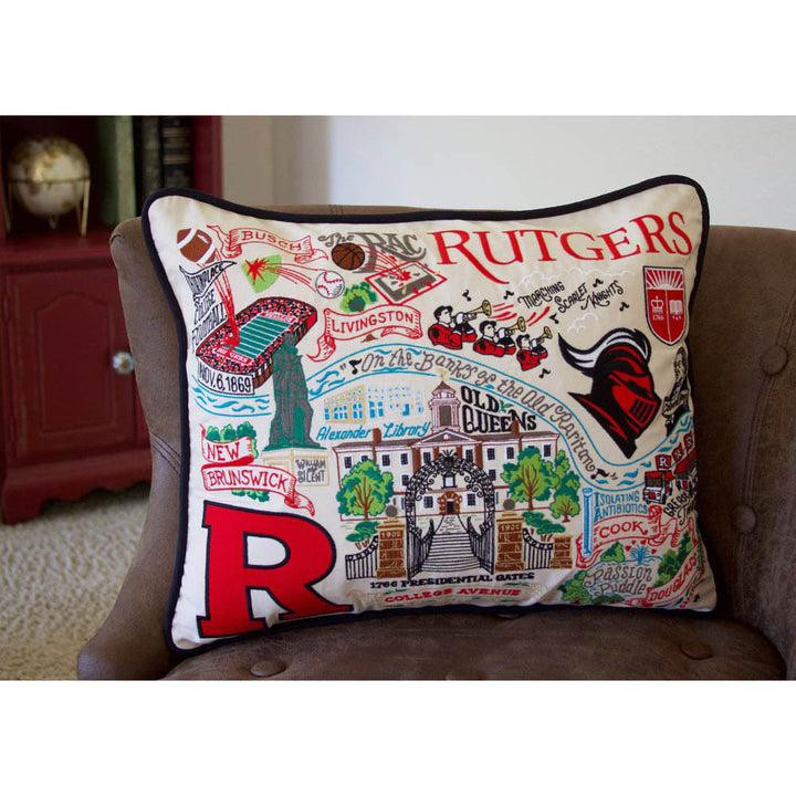 Rutgers University Collegiate Embroidered Pillow by CatStudio
