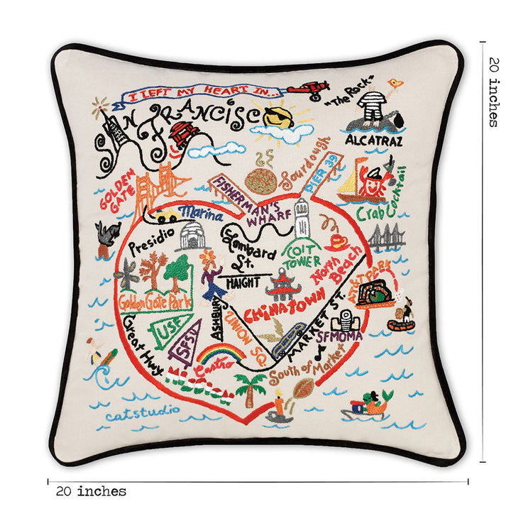 San Francisco, CA Hand-Embroidered Pillow