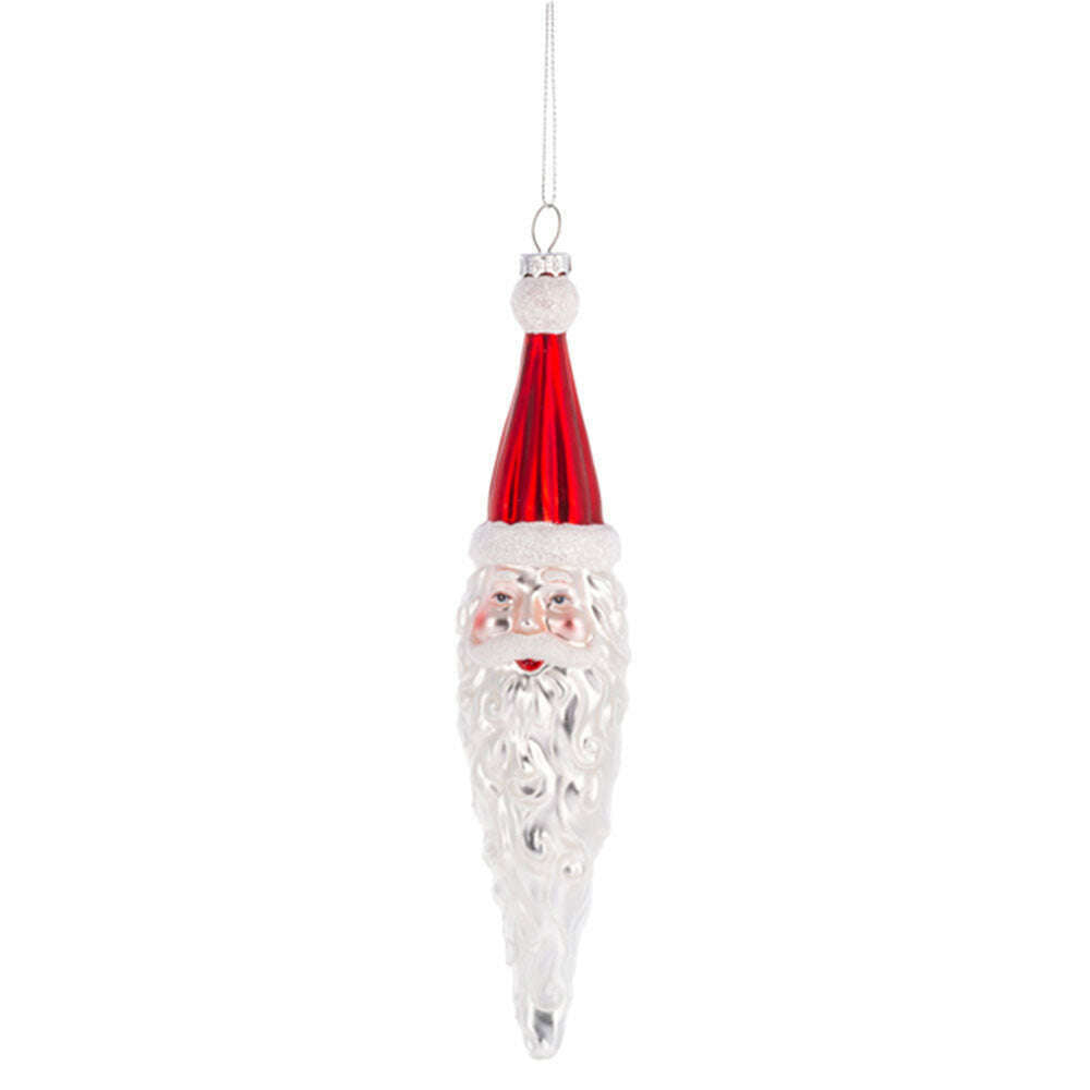 Santa Icicle Blown Glass Ornament RED – view 2