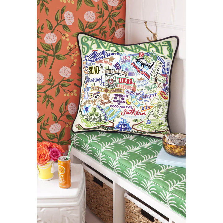 Savannah Hand-Embroidered Pillow by CatStudio
