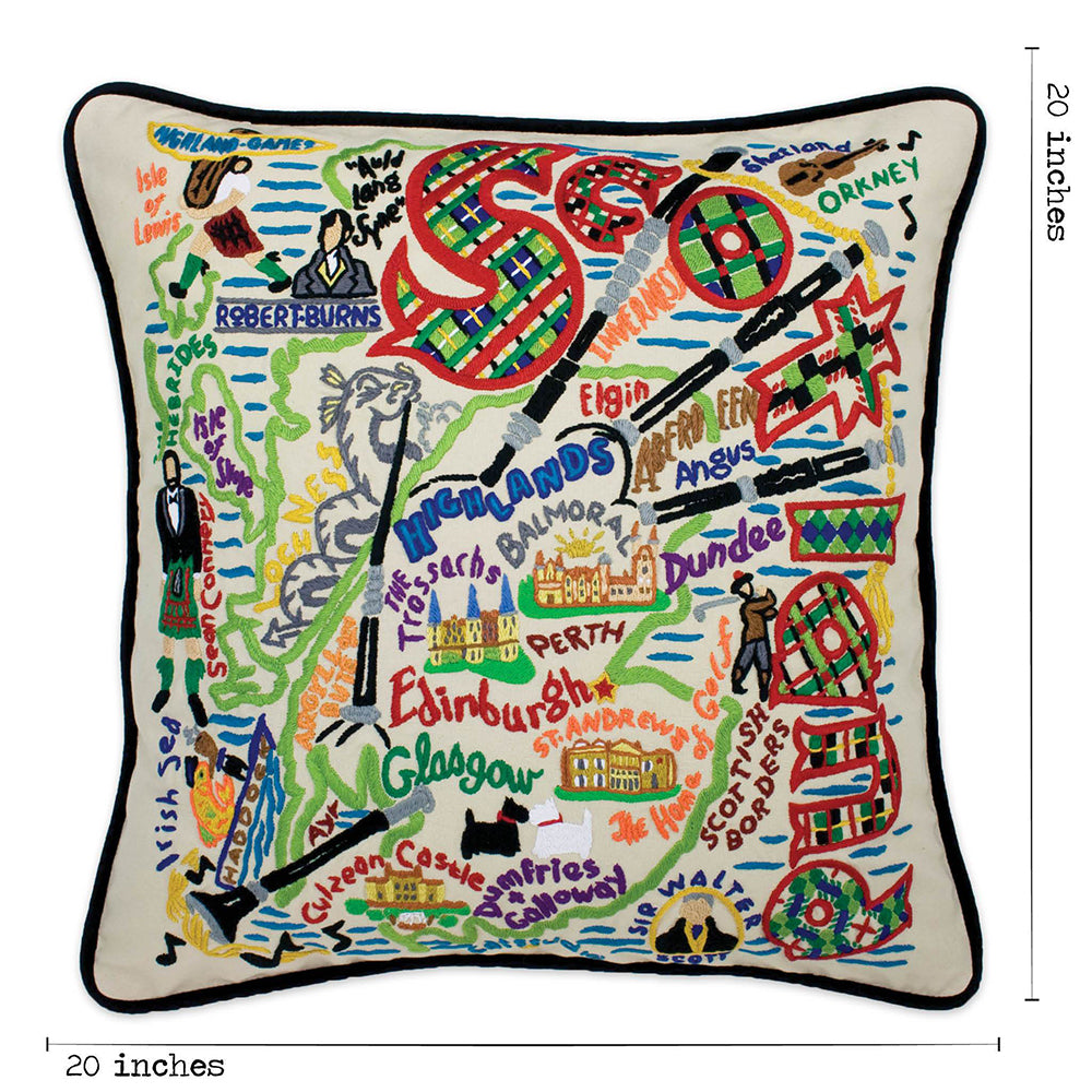 Scotland Hand-Embroidered Pillow