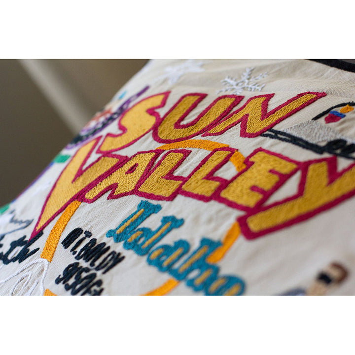 Ski Sun Valley Hand-Embroidered Pillow