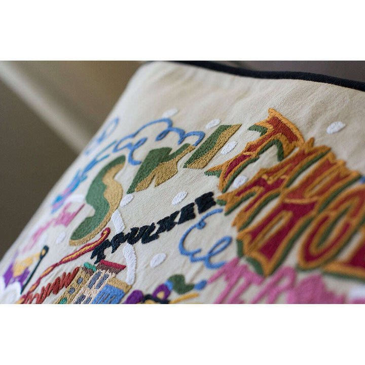 Ski Tahoe Hand-Embroidered Pillow