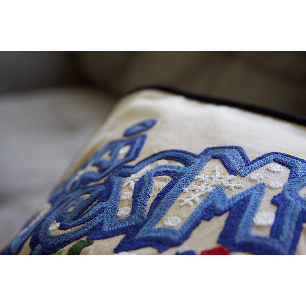 Ski Vermont Hand-Embroidered Pillow