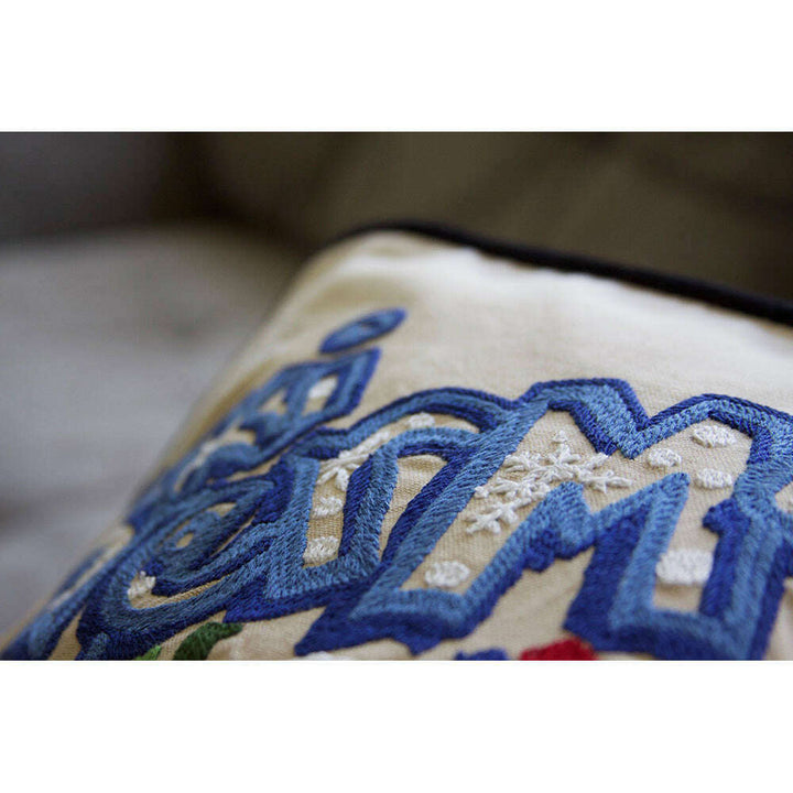 Ski Vermont Hand-Embroidered Pillow