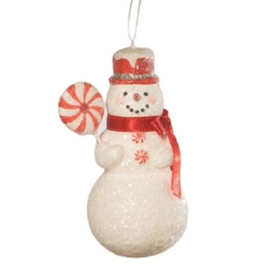 Snowman with Peppermint Ornament by Bethany Lowe
