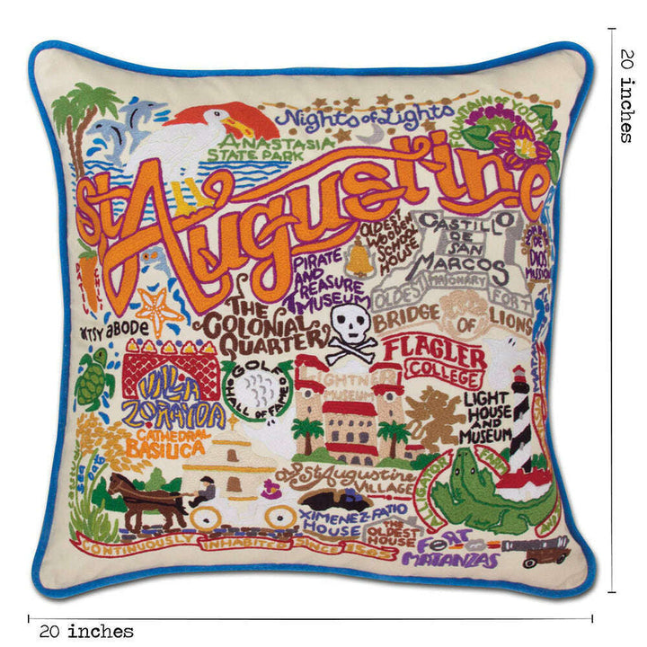 St. Augustine, FL Hand-Embroidered Pillow