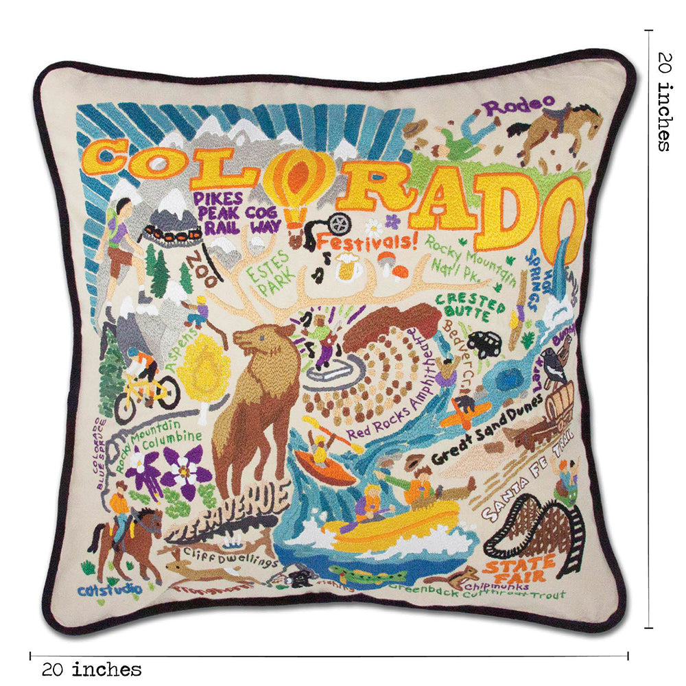 Summer Colorado Hand-Embroidered Pillow