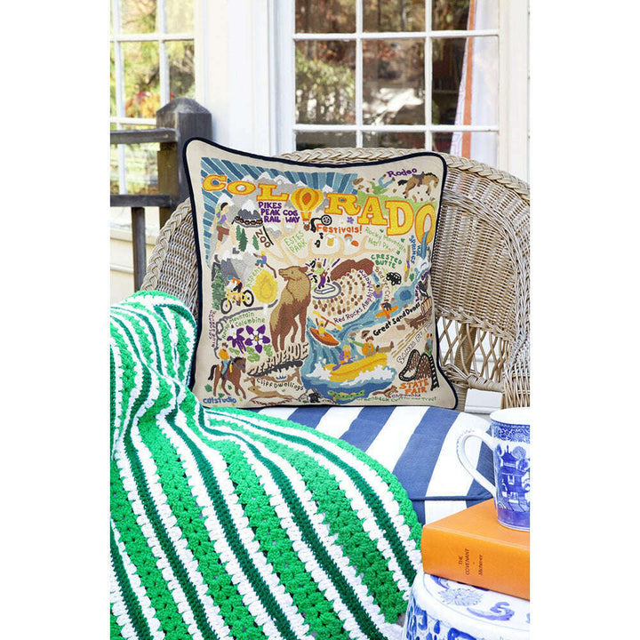 Summer Colorado Hand-Embroidered Pillow