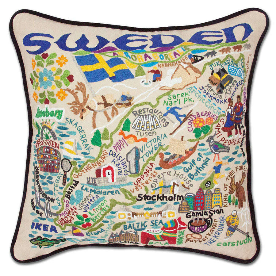 Sweden Hand-Embroidered Pillow