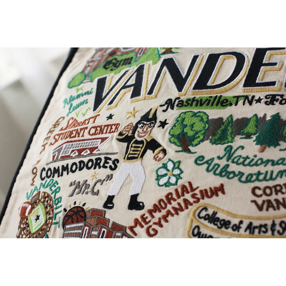 Vanderbilt University Collegiate Hand-Embroidered Pillow