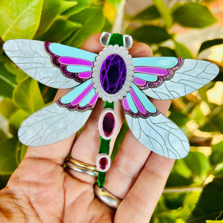 Victorian Age Inspired Insect Jewels Statement Acrylic Brooch - Dragonfly by Makokot Design