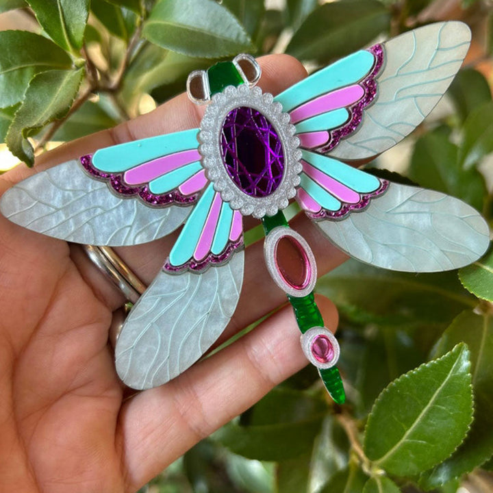Victorian Age Inspired Insect Jewels Statement Acrylic Brooch - Dragonfly by Makokot Design