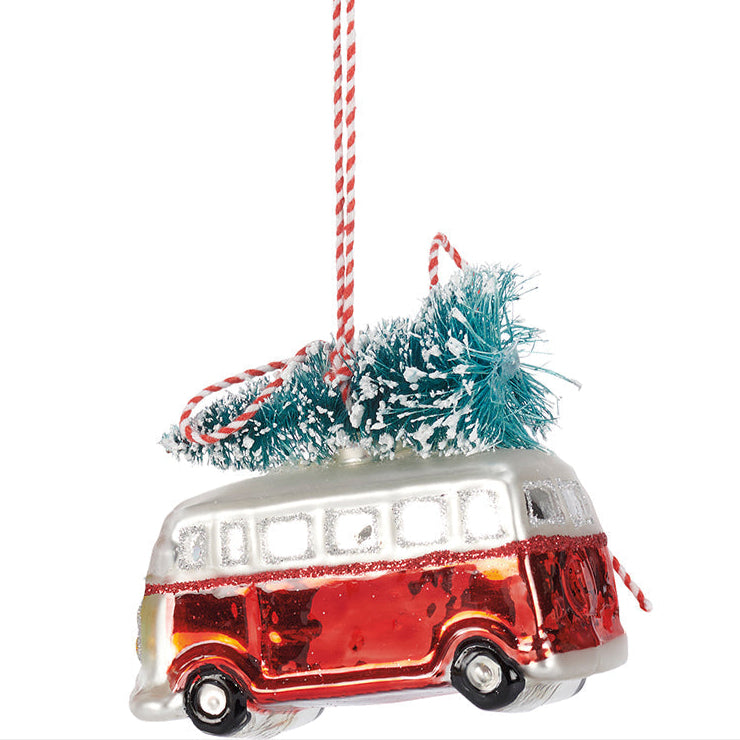 Vintage Bus Glass Ornament By Primitives by Kathy