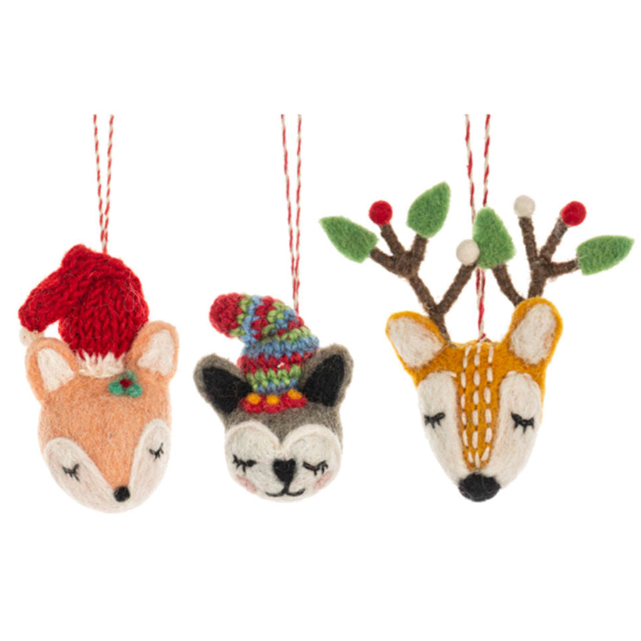handmade felted Wool Winter Pal Ornaments 