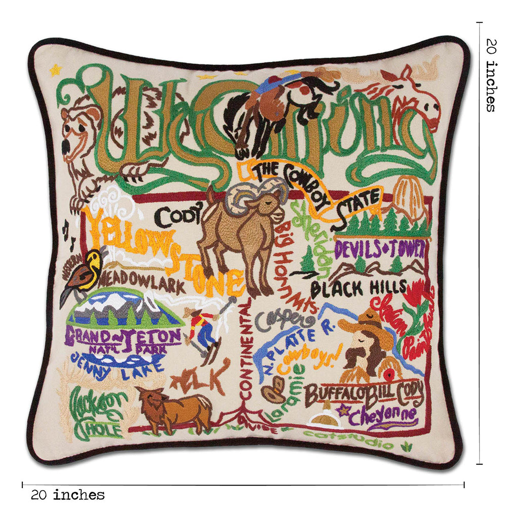 Wyoming Hand-Embroidered Pillow