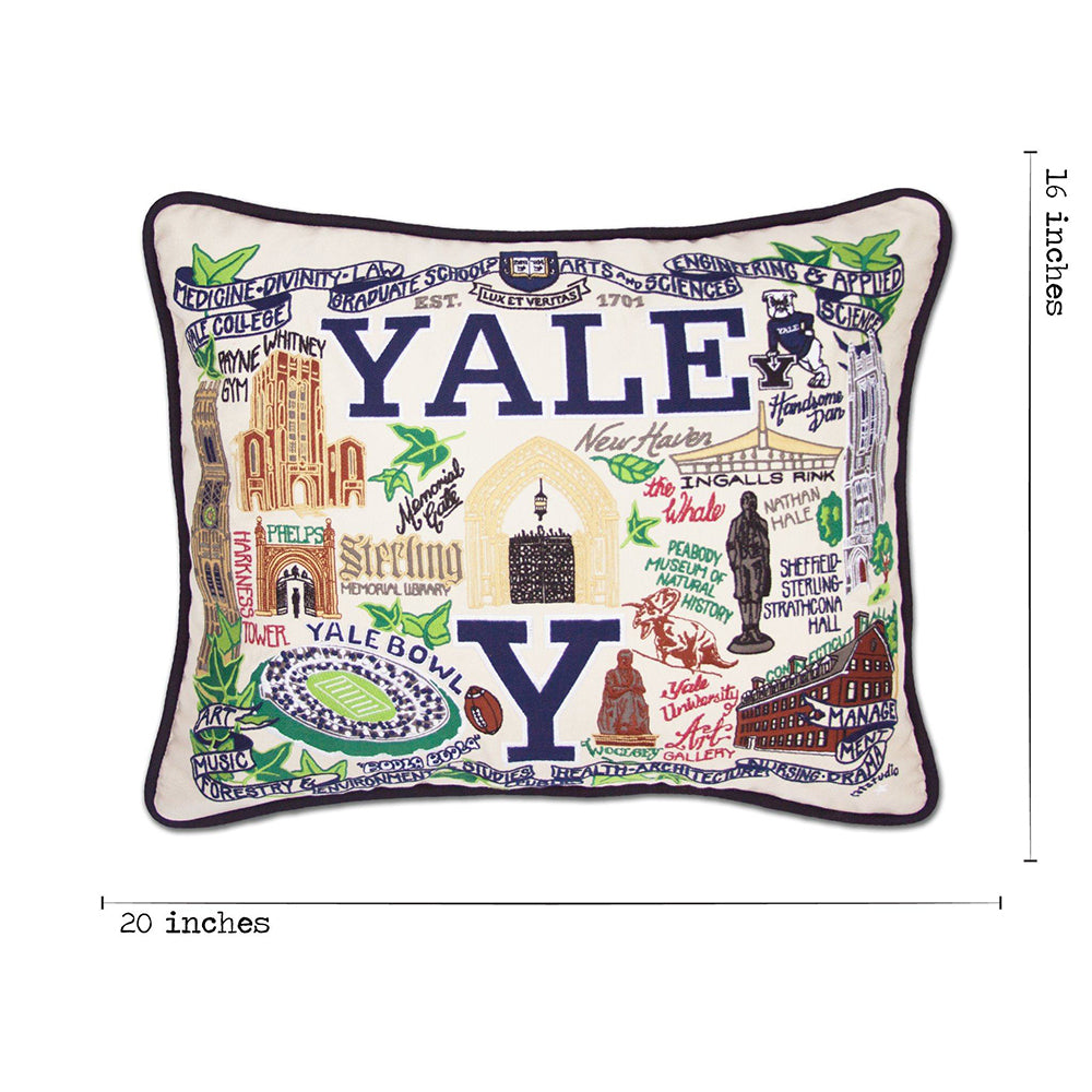 YALE Collegiate Hand-Embroidered Pillow
