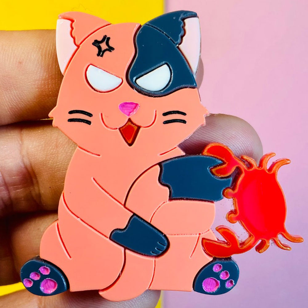 Zodiac Cats Collection - Aries - Taurus - Gemini - Cancer Acrylic Brooch by Makokot Design