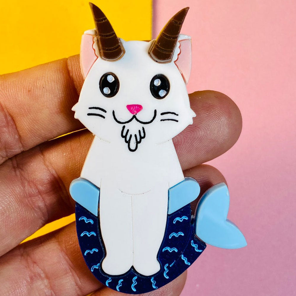 Zodiac Cats Collection - Sagittarius - Capricornus - Aquarius - Pisces Acrylic Brooch by Makokot Design